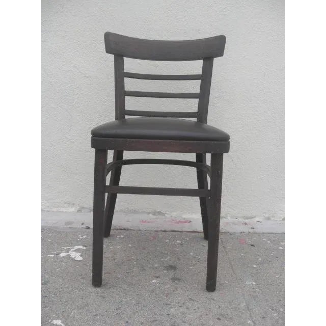 Vintage Wooden Desk Chair with Vinyl Seat For Sale In Los Angeles - Image 6 of 10