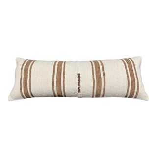 Turkish Hemp Pillow Cushion Natural Beige Brown Cushion Cover 14"x40" For Sale