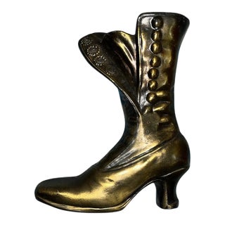 1960s Brass Victorian Boot Vase Planter For Sale
