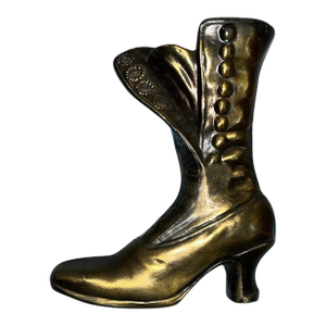 1960s Brass Victorian Boot Vase Planter