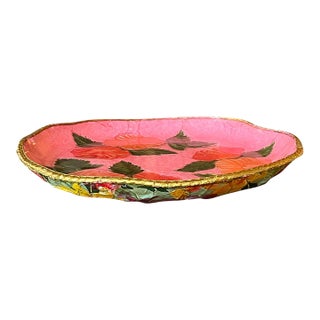 Floral Relief Decorative Platter Food Safe 16in Round For Sale
