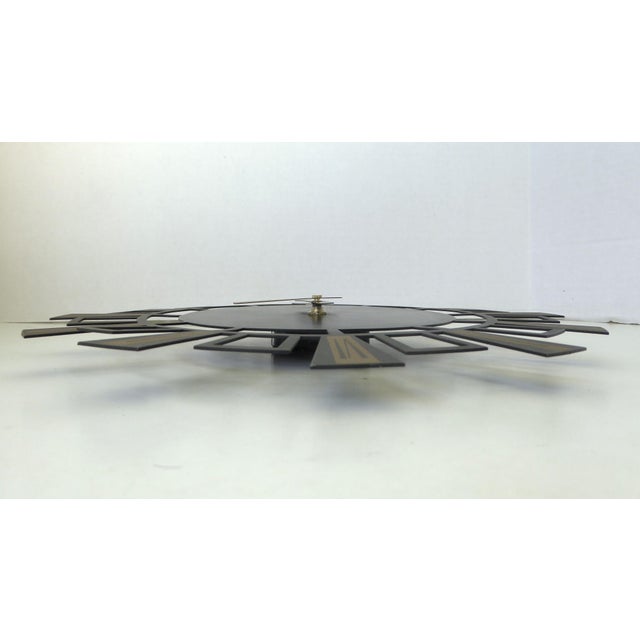 Mid-Century Modern Kienzel Wall Clock Mid Century Modern Metal W. Battery Moment Germany 1960s For Sale - Image 3 of 12