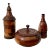 Vintage Segmented Wood Decanter Bar Set. Set of Three. For Sale