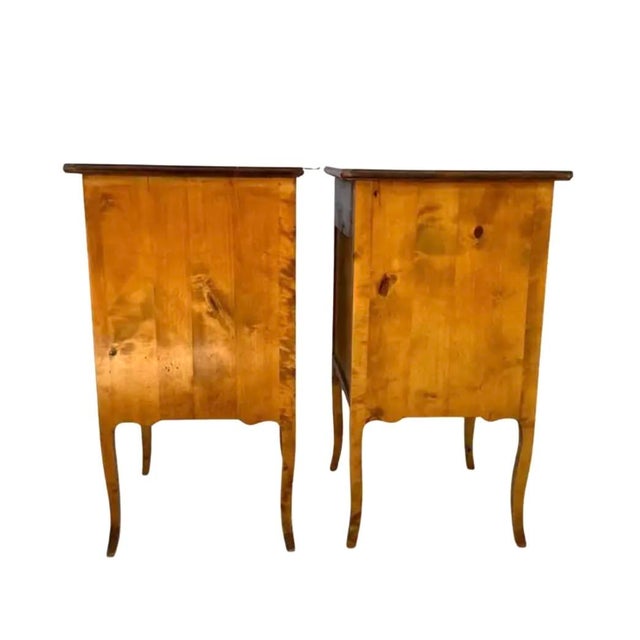 French Provincial Nightstands, Wood With Cabriole Legs, a Pair For Sale - Image 4 of 13