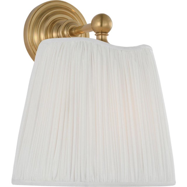 Traditional Amber Lewis for Visual Comfort Signature Matos 11" Sconce in Hand-Rubbed Antique Brass with Silk Pleat Shade For Sale - Image 3 of 9