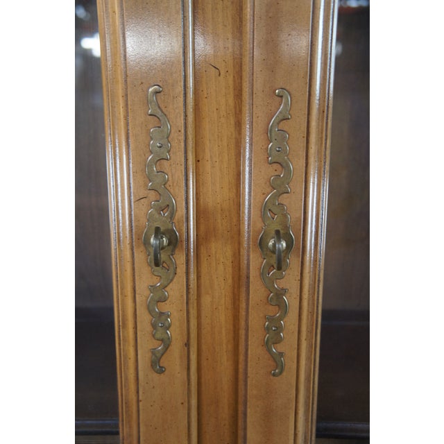 Brown 1970s Century Furniture Italian Provincial Walnut China Cabinet Breakfront Cupboard For Sale - Image 8 of 15