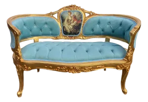 1970 French Louis XVI Gold Beech Velvet Settee - 1 Pc