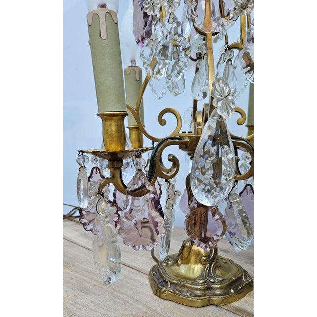 Metal Large Louis XV Style Gilt Bronze and Crystal Chandeliers, Set of 2 For Sale - Image 7 of 13
