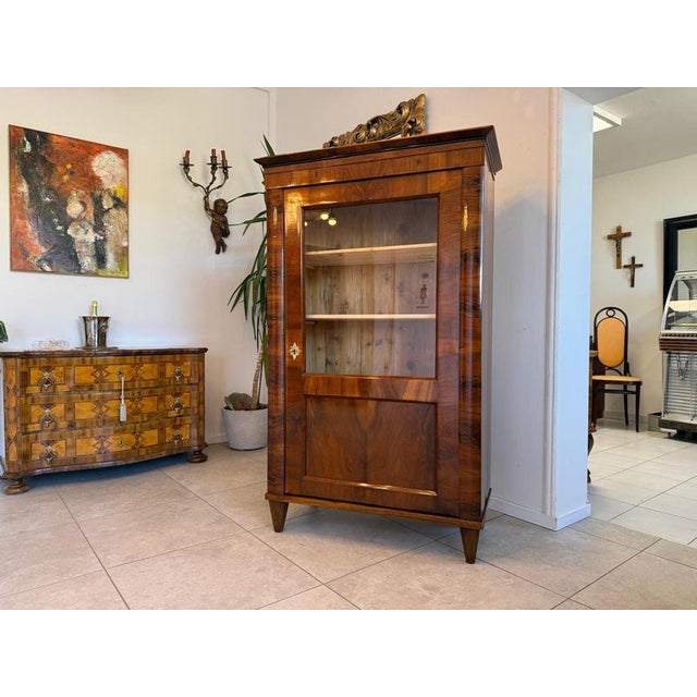 Antique Walnut Biedermeier Display Cabinet For Sale - Image 16 of 16