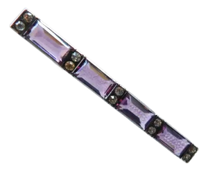 Antique Amethyst Crystal and Sterling Silver Art Deco Bar Pin