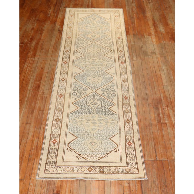 Antique Zabihi Collection Persian Serab Runner - 3'5" x 12' For Sale - Image 4 of 8