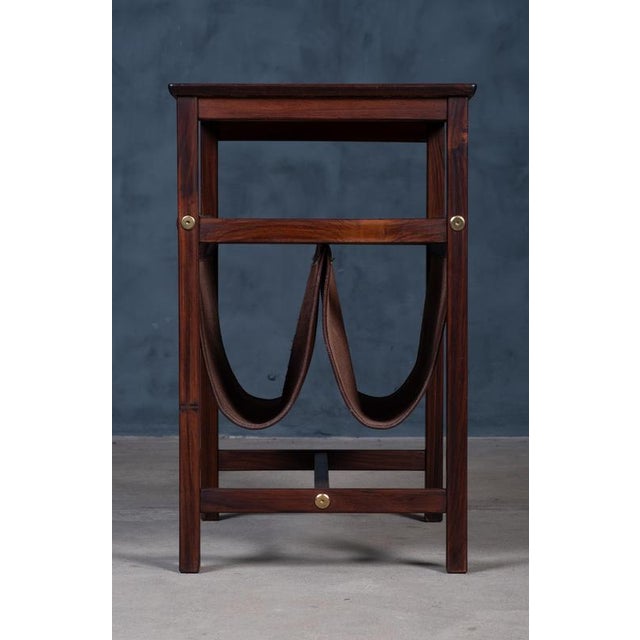 Vintage Danish Magazine Holder in Rosewood and Leather, 1960s For Sale - Image 9 of 11