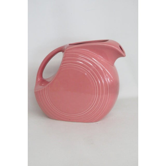 Fiestaware Homer Laughlin Disk Pitcher Rose Pink Jug Concentric Ring Style 4835b For Sale - Image 10 of 16