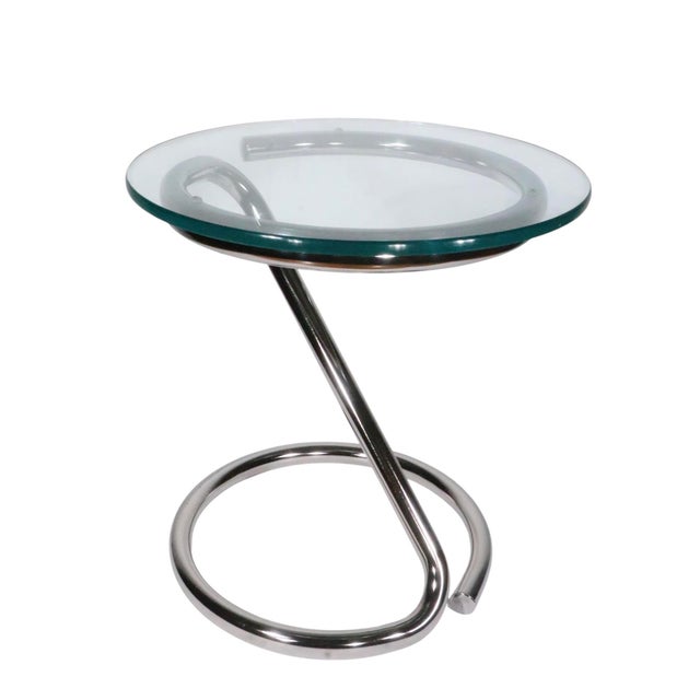 Mid-Century Modern Mid Century Space Age Chrome Base Glass Top Table C. 1960/70's For Sale - Image 3 of 14