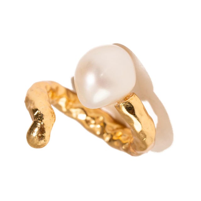 Bronze Divine Touch Pearl Gold Ring, Size 5 For Sale - Image 8 of 12