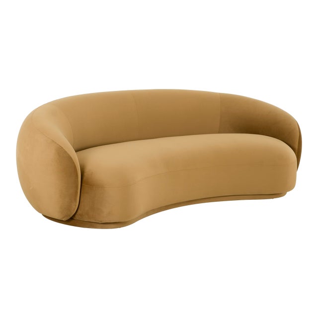 Kendall Cognac Velvet Sofa For Sale