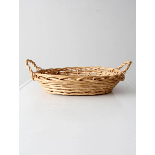 Shabby Chic Vintage Wicker Basket For Sale - Image 3 of 13