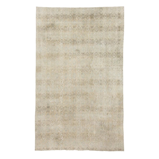 1960s Vintage Washed Out Deco Turkish Rug- 5′2″ × 8′5″ For Sale