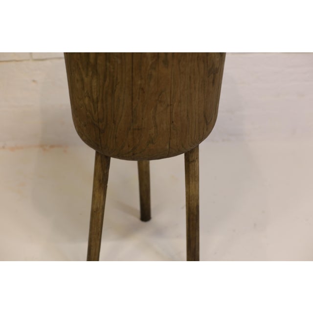 Wood Antique Round Oak Butcher Block Table, Central Hungary, 19th Century For Sale - Image 7 of 9