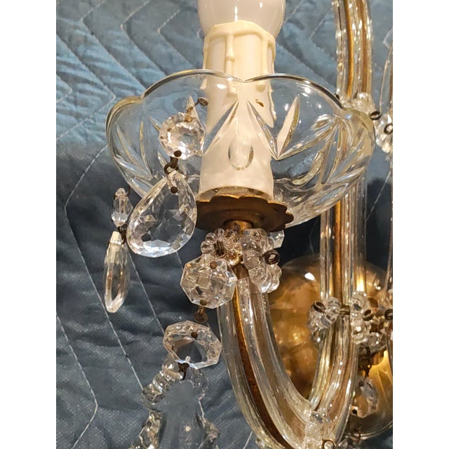 Late 19th Century French Rococo Revival Crystal & Glass Wall Sconces With Gilt Backplates - a Pair For Sale In New Orleans - Image 6 of 6