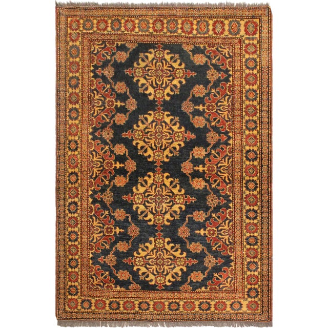 1990s 1990s Southwestern Super Kazak Blue/Tan Wool Rug For Sale - Image 9 of 9