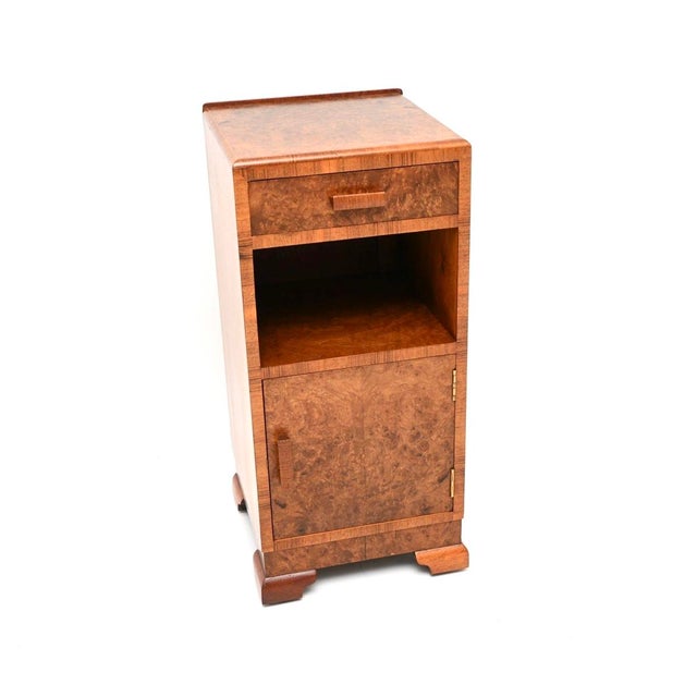 Art Deco Burr Walnut Bedside Cabinet, 1930 For Sale - Image 11 of 11