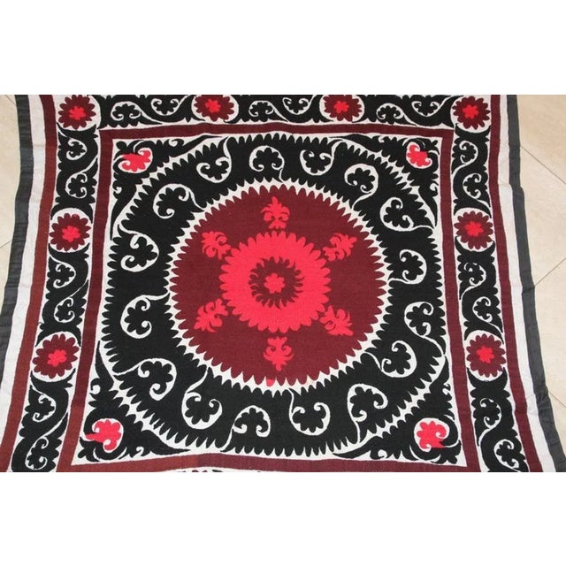 Black Vintage Samarkand Suzani, Uzbekistan For Sale - Image 8 of 13