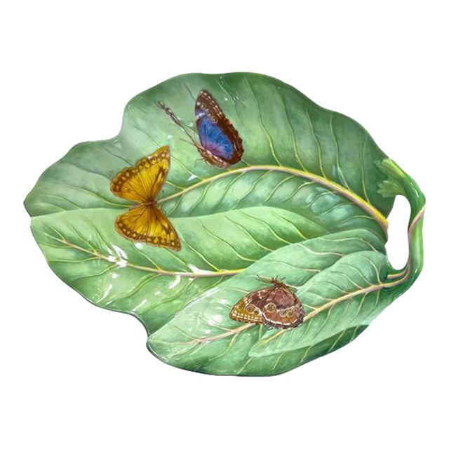 Vintage Mottahedeh Leaf & Butterfly Serving Dish For Sale