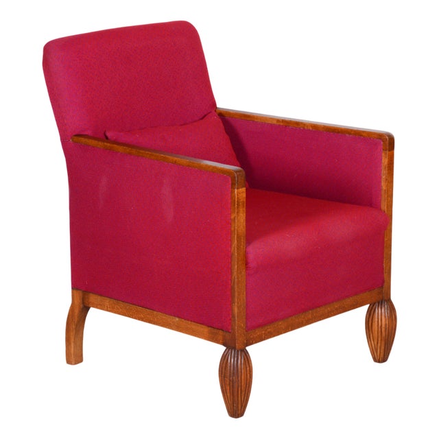 French Art Deco Armchair in Beech, 1930s For Sale
