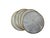 Set of 5 Coastal Capiz Shell Round Coasters with Gold Metal Trim Each Coaster measures 4" x 4"