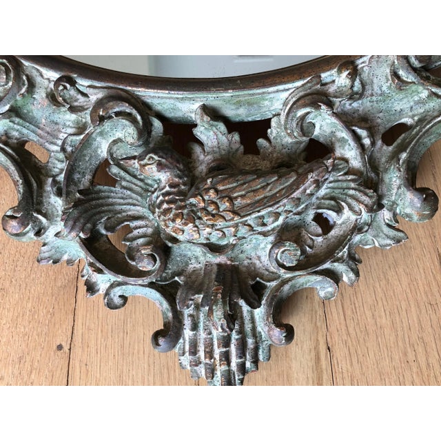 Wood Chippendale Style Painted Mirror With Ho-Ho Bird and Fox Crest For Sale - Image 7 of 9