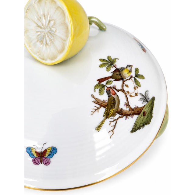 Herendi Rothschild Porcelain Bowl with Lemon Knob, 1990s For Sale - Image 3 of 6