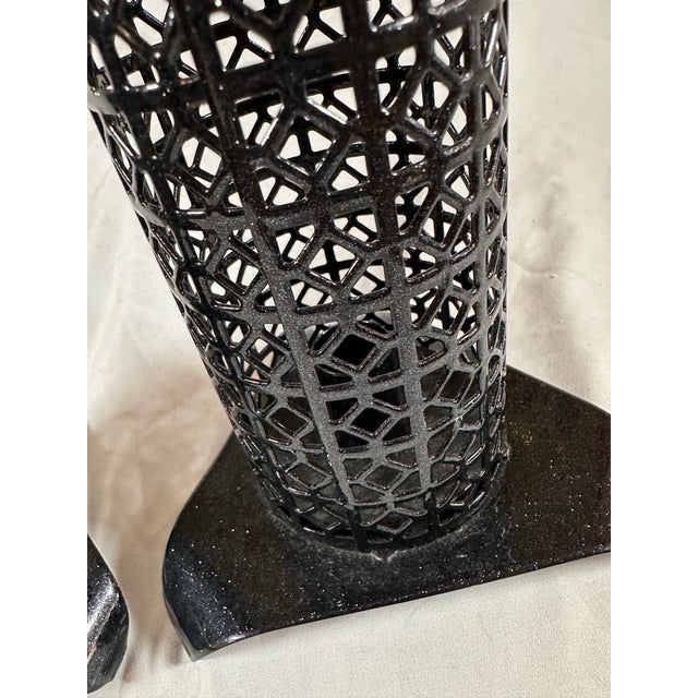 1950s Metal Mesh Taper Candle Holders With Custom Sparkle Powder Coat For Sale In Las Vegas - Image 6 of 8