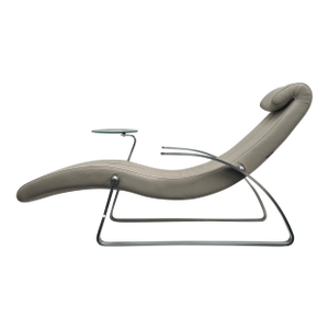 2000s Limitless Contemporary Chaise Leather Lounger With Integrated Glass Side Table