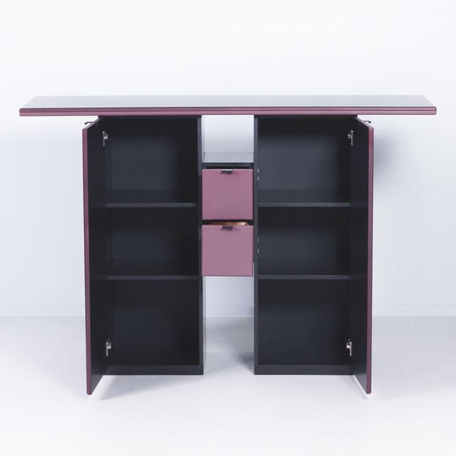 Pastoe Harmony cabinet by Arnold Merckx in its original aubergine and pink-purple lacquer, with a distinctive 1980s...