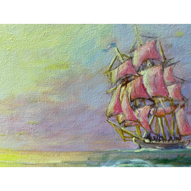 n.i. Dobritsin Russian Oil Painting at Dawn Girl Scarlet Sails Seascape Signed For Sale - Image 11 of 11