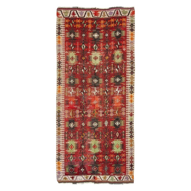 Textile Vintage Turkish Kayseri Kilim Rug For Sale - Image 7 of 7