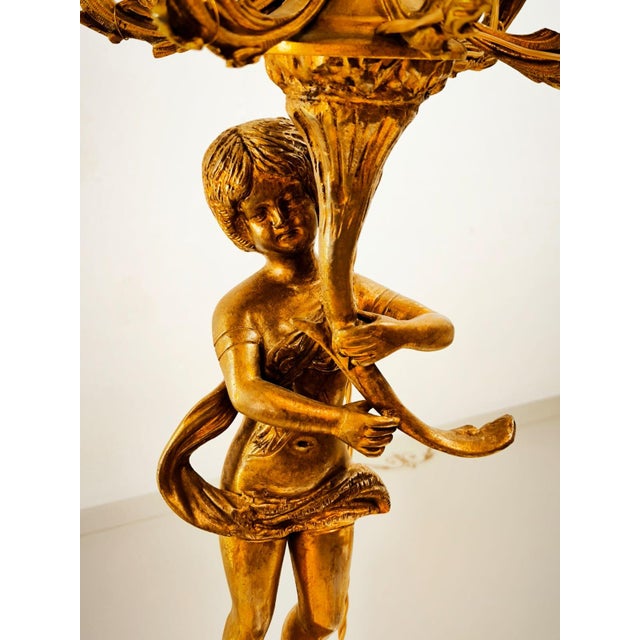 Mid-Century Modern Bronze Putto Lamp with Six Lights For Sale - Image 3 of 18