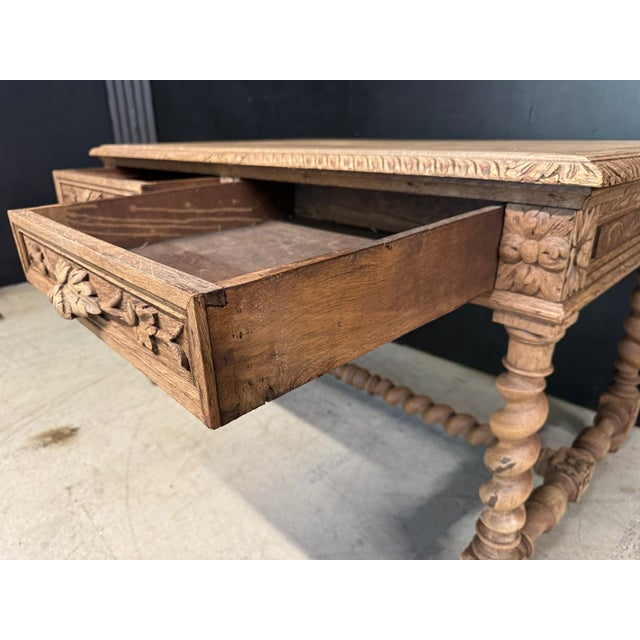 French Bleached Oak Writing Desk, 1860 For Sale - Image 4 of 16