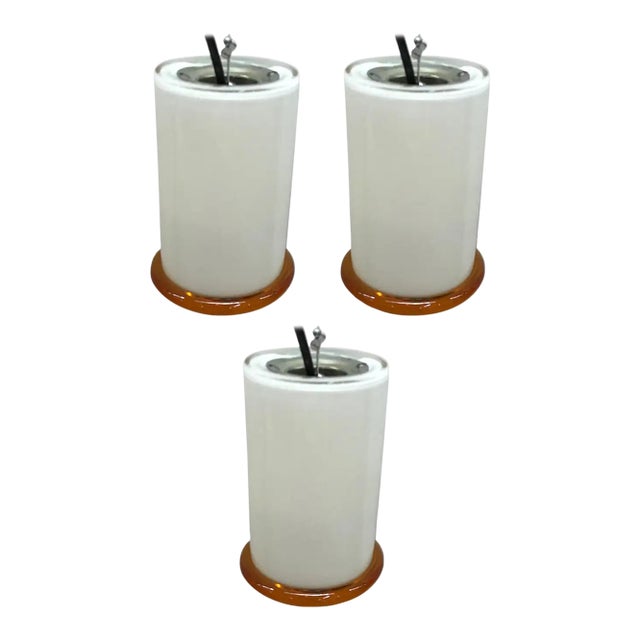 1980s Set of 3 Murano Glass Pendant Lights by Italian Lighting Company I3 For Sale