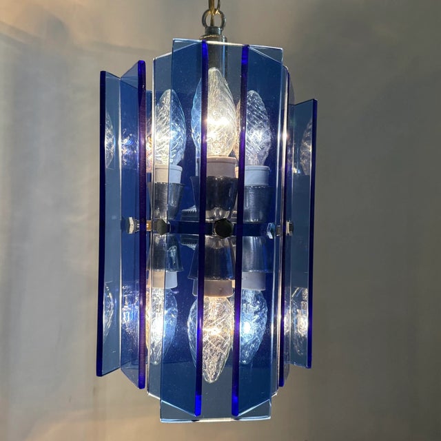 Blue Glass Hanging Lamp from Veca, Italy, 1970s For Sale - Image 12 of 18