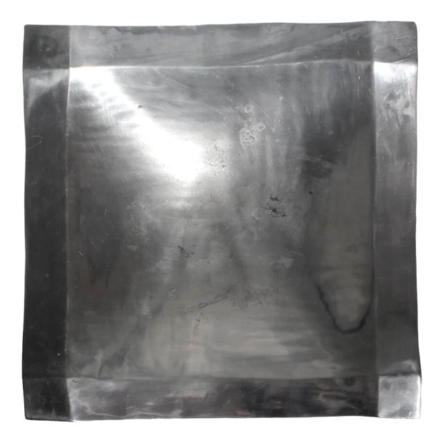Large Aluminum Square Bowl, 1980 For Sale