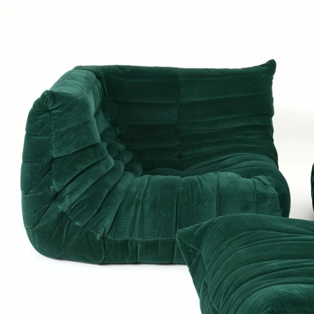 Vintage Ligne Roset Togo 3-Piece Lounge in Emerald Corduroy - Restored For Sale - Image 13 of 18