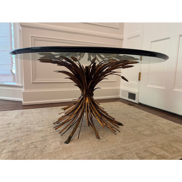 Hollywood Regency Vintage Italian Gilt "Sheaf of Wheat" Coffee Table For Sale - Image 3 of 8