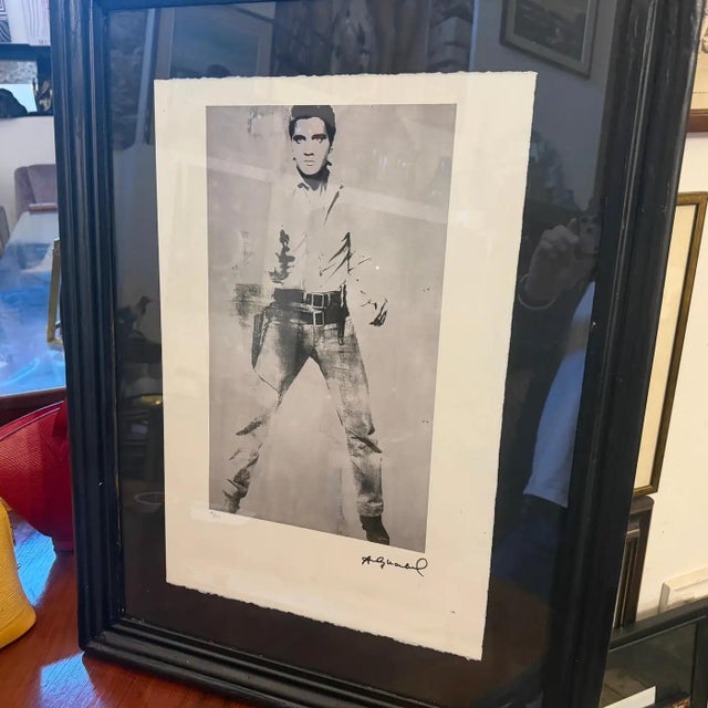 Wood 21st Century Black Framed Elvis Presley 40/100 Lithography by Andy Warhol For Sale - Image 7 of 12