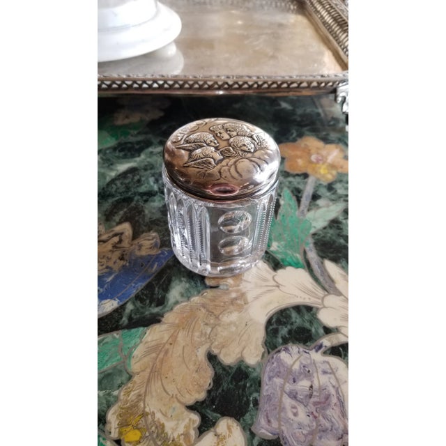 Silver Antique Sterling Silver Cherub Powder Jar For Sale - Image 8 of 9