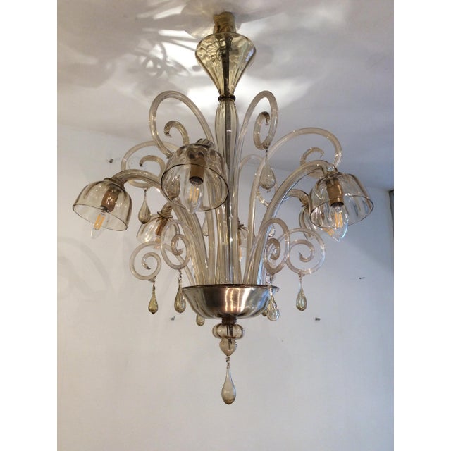 Murano Glass 6-Light Chandelier, 1930s For Sale - Image 11 of 14
