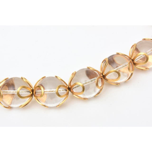 Anne Klein Vintage Anne Klein Lucite and Gold Filled Loop Ball Necklace, 1980's For Sale - Image 4 of 9