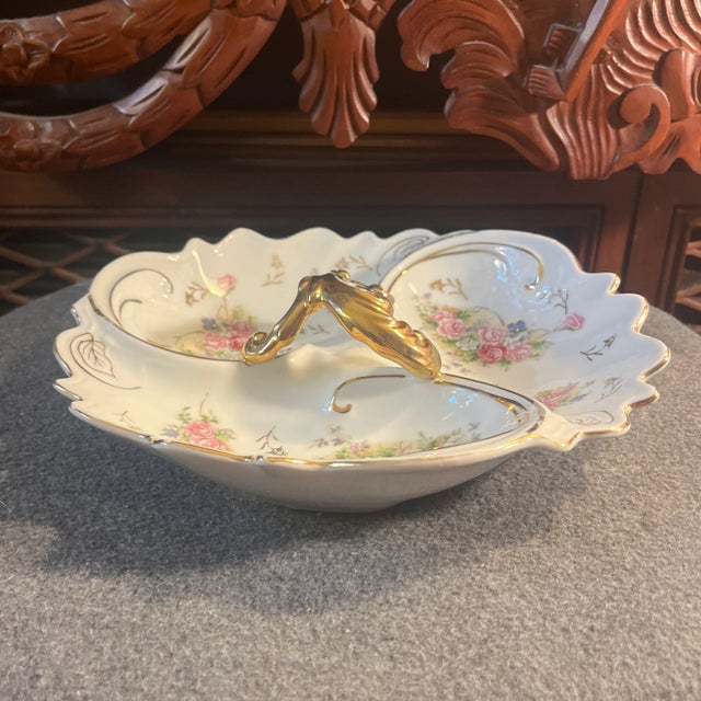Art Nouveau Vintage Three Compartment Porcelain Relish Dish/Platter For Sale - Image 3 of 10