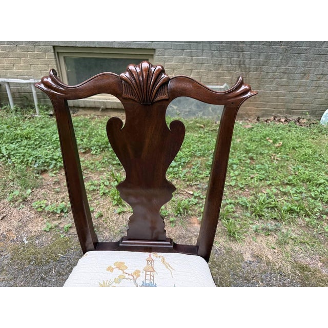 Henkel Harris Late 20th Century Pair of Henkel Harris Chippendale Style Carved Mahogany Dining Side Chairs For Sale - Image 4 of 16